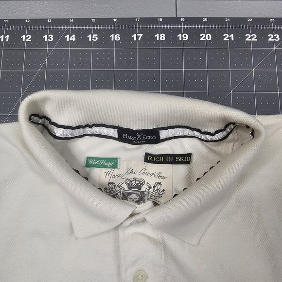 Marc Ecko Polo Shirt XXXL 3XL Cut Sew Skull Scissors Y2K Streetwear Barbour - Picture 6 of 12